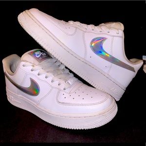 Nike Air Force 1 ‘07 Low Iridescent White. Sz 7